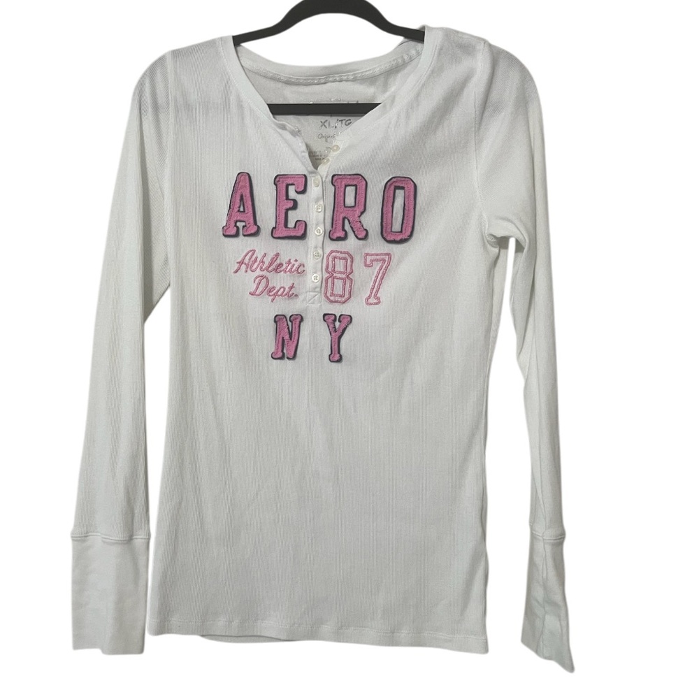 Y2K Aeropostale White Long Sleeve Shirt - Picture 1 of 6